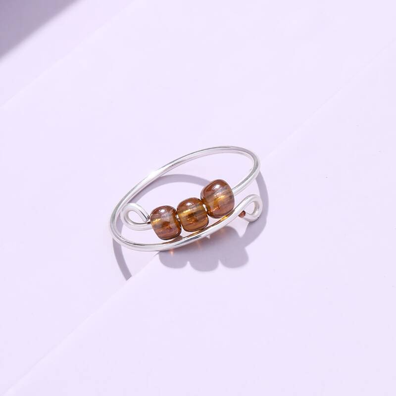 

Beaded Design Cuff Ring, Brown