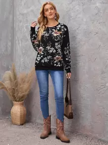 EMERY ROSE Women's Round Neck Long Sleeve Casual Leopard Print Sweatshirt, Autumn & Winter Fall Clothes Women - Multicolor - View 3