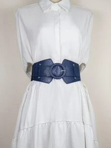 Round Buckle Corset Belt - Blue - View 1
