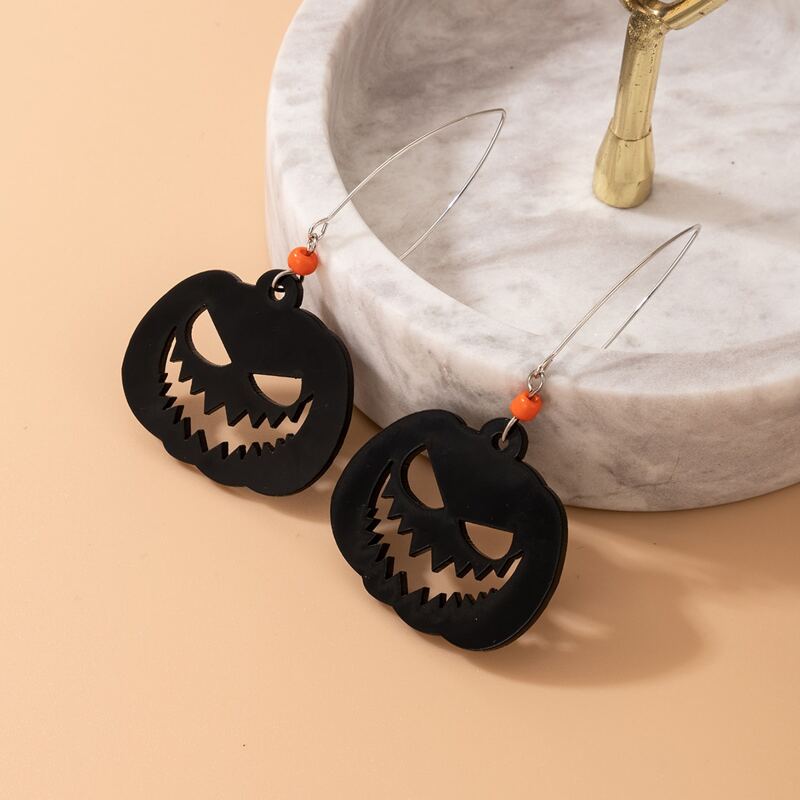 

Halloween Pumpkin Drop Earrings, Black
