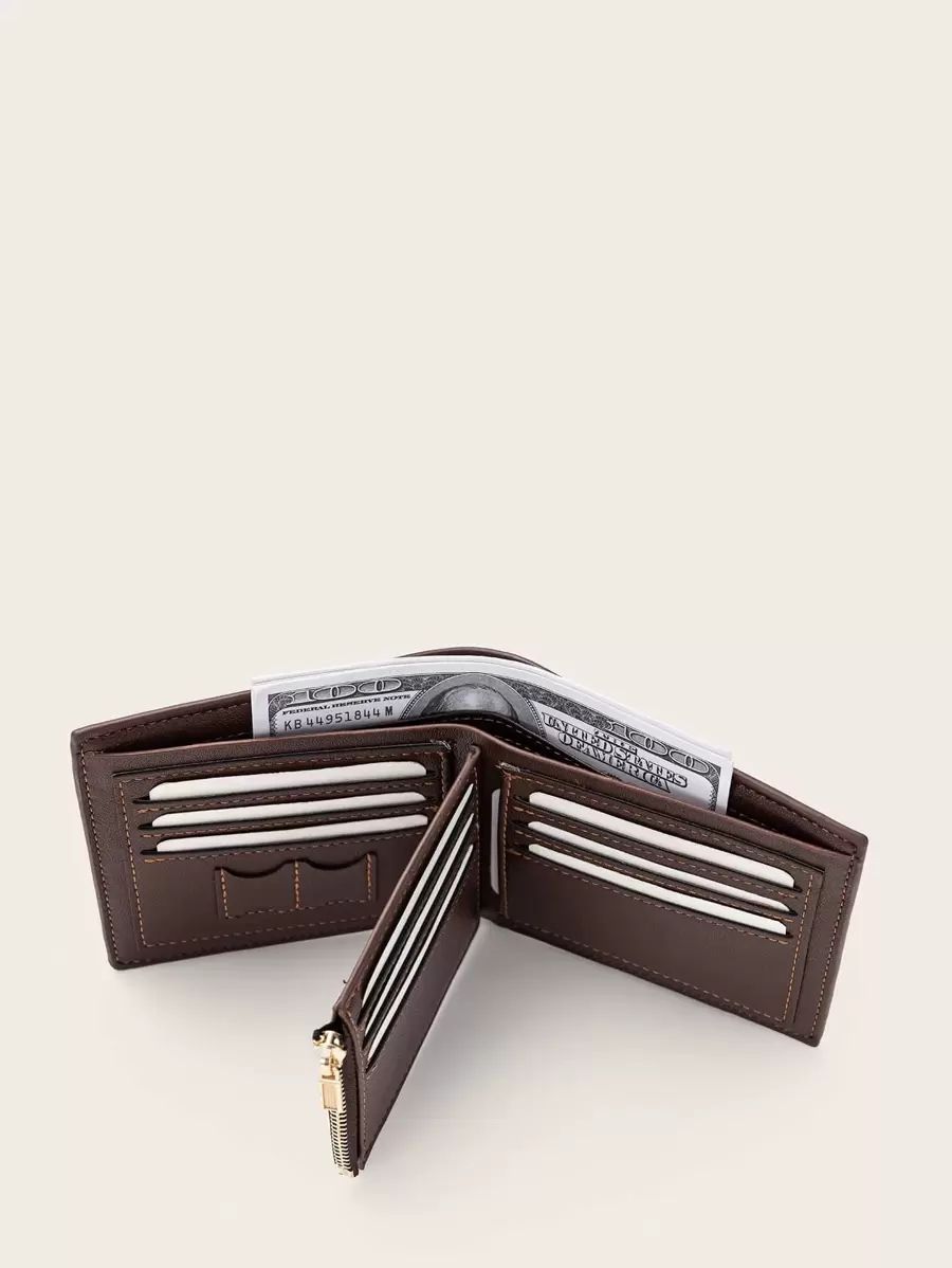 Ví nam nhỏ gọn gấp đôi bằng da PU đựng thẻ tín dụng, cửa sổ đựng ID nhỏ, ví gấp đôi cho nam, quà tặng cho bố, tiền mặt di động, nhân viên văn phòng, cho nam, công việc văn phòng, đi làm, kỷ niệm, cho cặp đôi, quà tặng sinh nhật, quà tặng ngày lễ tình nhân, quà tặng cho nam, ví, ví nhỏ, ví da nam - màu nâu - Xem 1