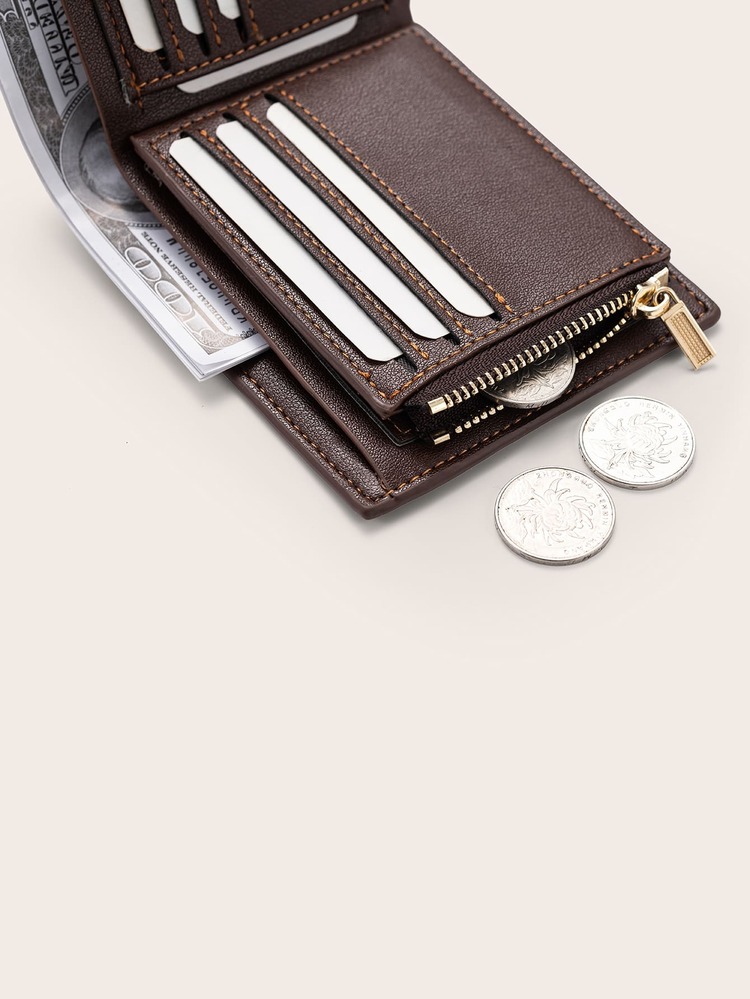 男士简约折叠小号 PU 钱包 信用卡小号 ID 窗口双折男士钱包 爸爸礼物 便携现金 白领阶层 男性 大学 工作 商务 通勤 办公室 周年纪念 情侣 生日礼物 情人节礼物 男士钱包 钱包 小钱包 男士钱包 真皮 - 棕色 - 查看 5