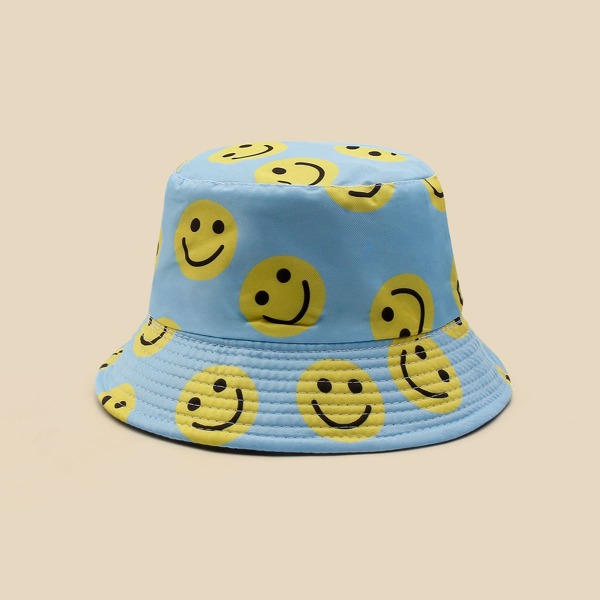 

Smile Face Print Bucket Hat, Multicolor