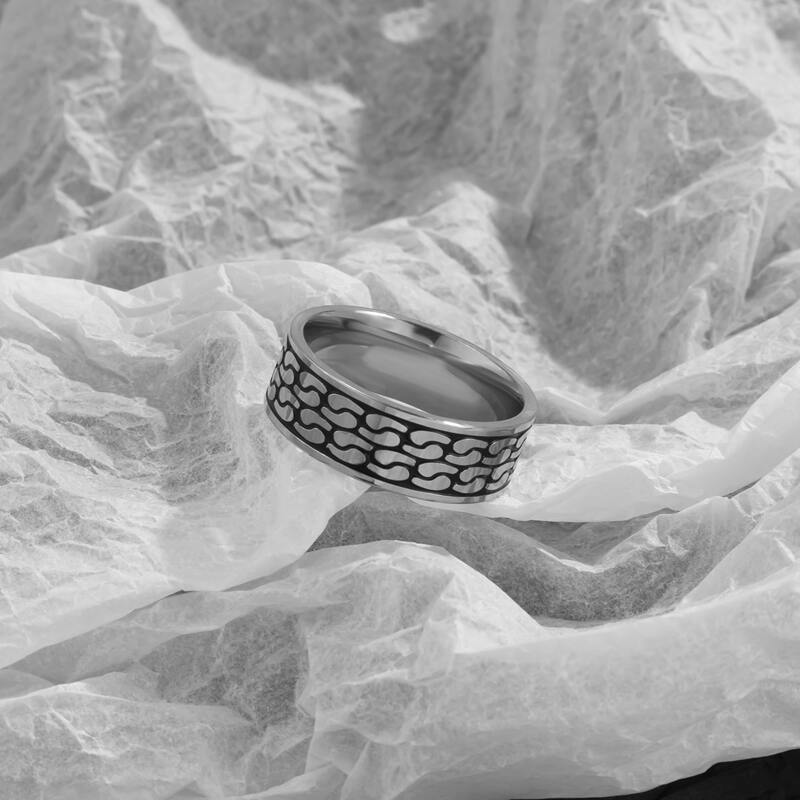 

Guys 1pc Engraved Ring, Silver