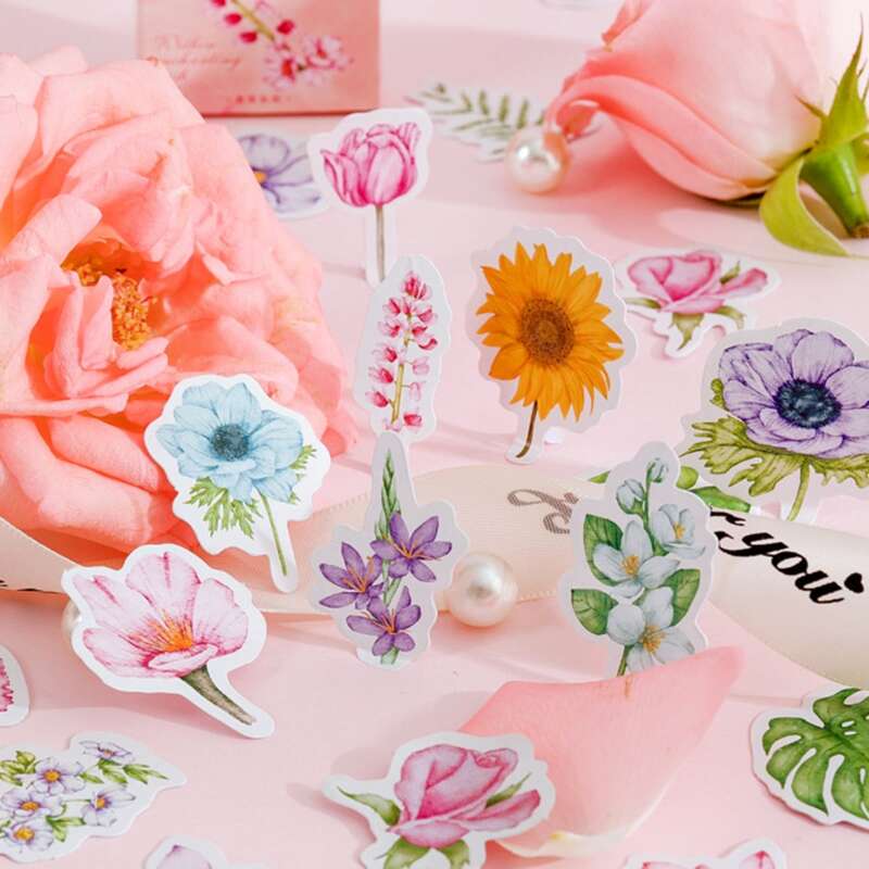 

46pcs DIY Flower Sticker, Multicolor
