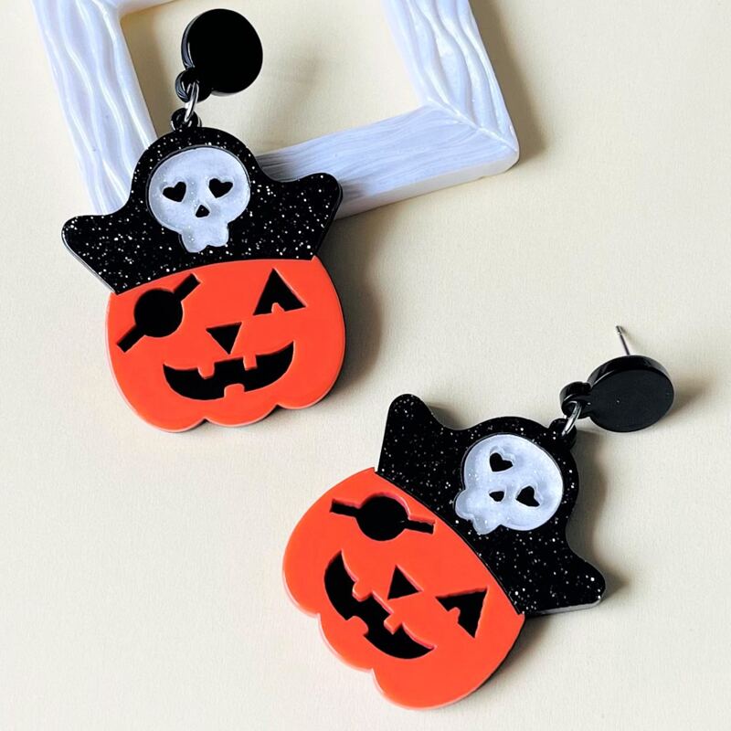 

Halloween Pumpkin Drop Earrings, Orange
