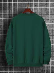 Manfinity Áo nỉ Nam Đồ họa Lá thư Giải trí - Màu xanh lá cây đậm - Xem 2