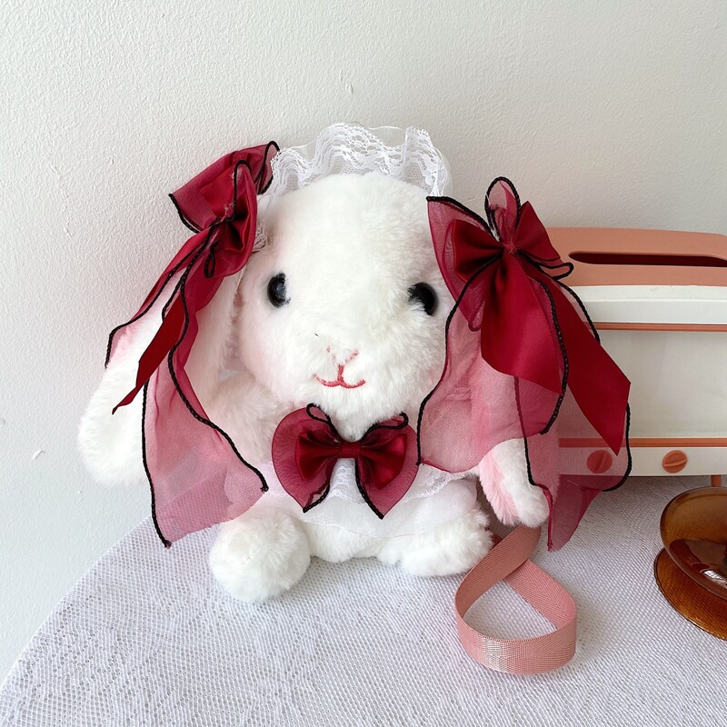

Fluffy Rabbit Crossbody Bag, Red