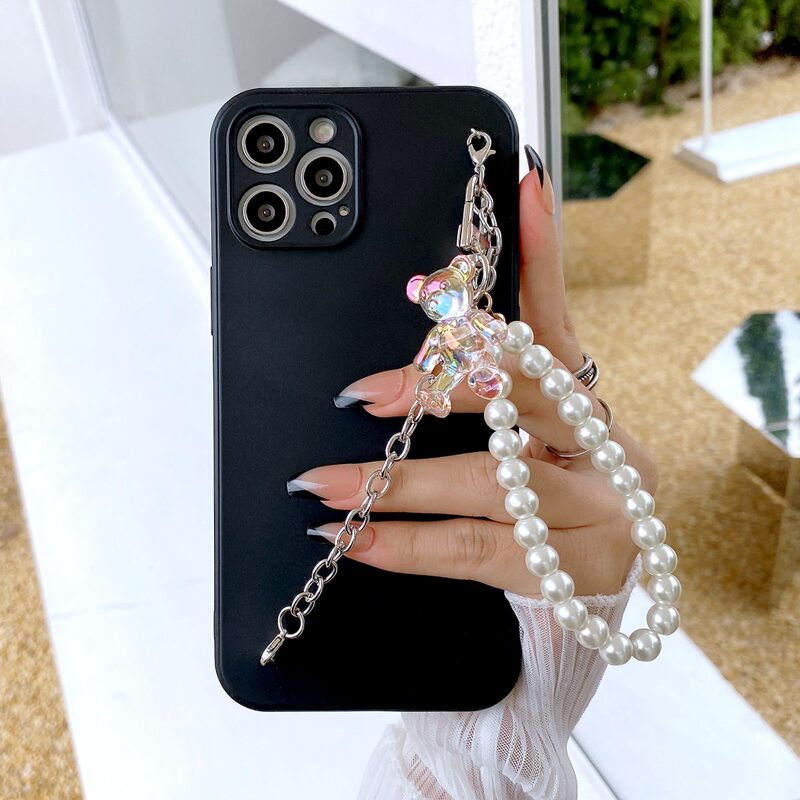 

Plain Phone Case With Chain Hand Strap, Multicolor