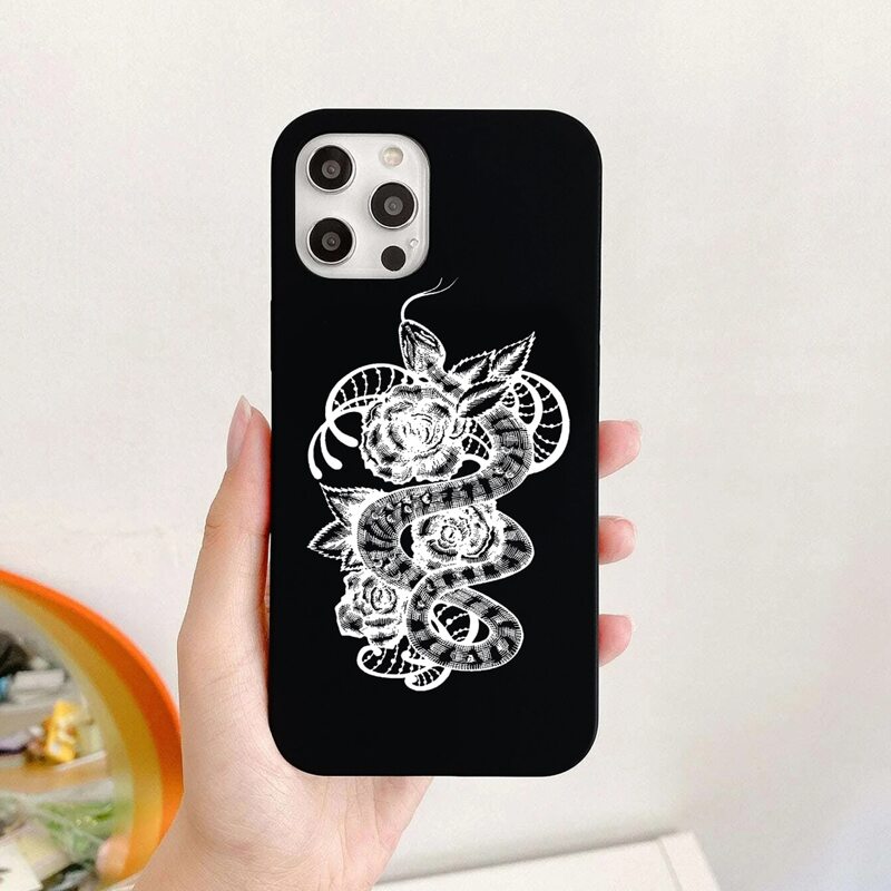 

Snake Pattern Phone Case, Black and white