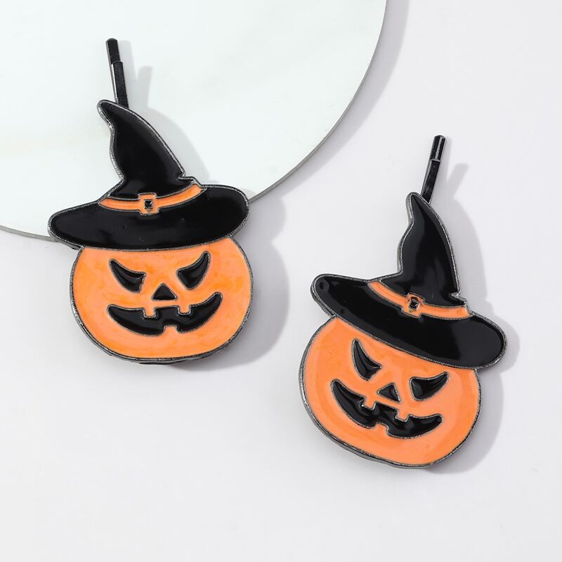 

2pcs Halloween Pumpkin Graphic Hair Clip, Multicolor