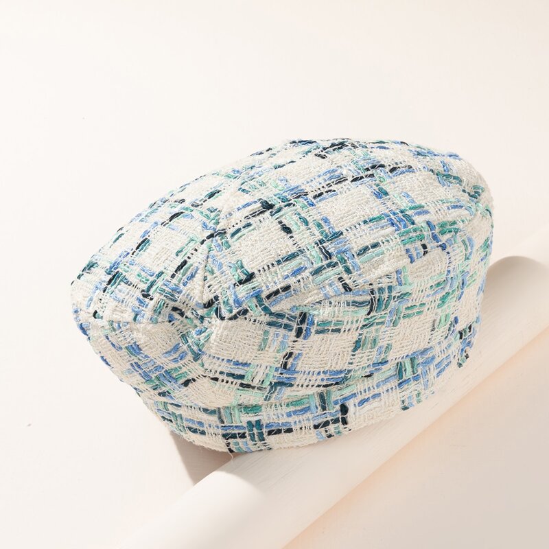 

1pc Plaid Beret, White