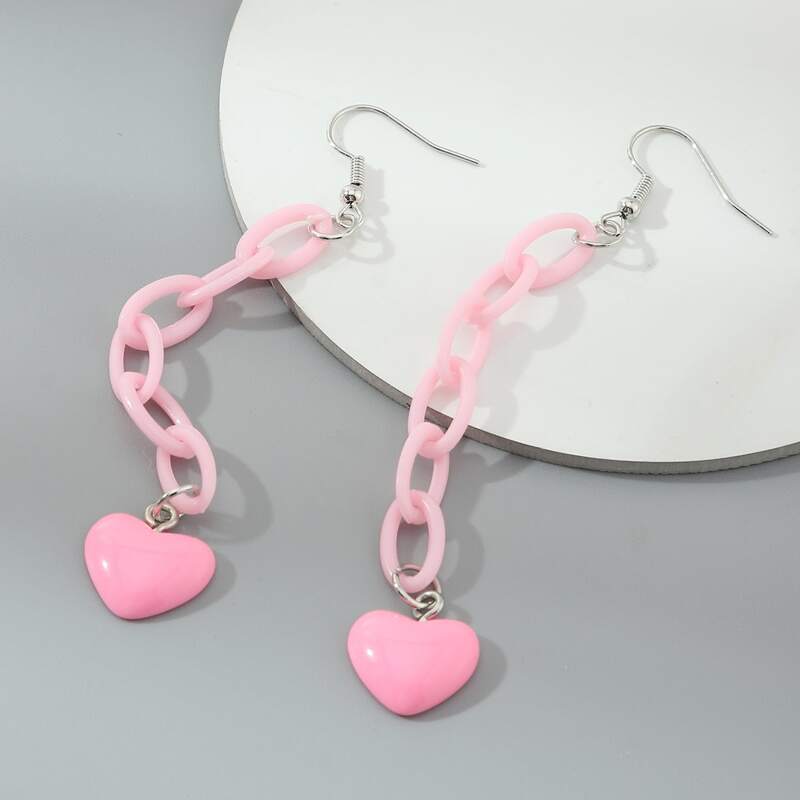 

Heart Drop Earrings, Pink