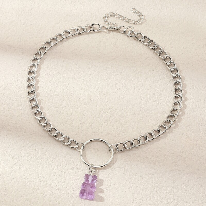 

Bear Pendant Chain Necklace, Silver