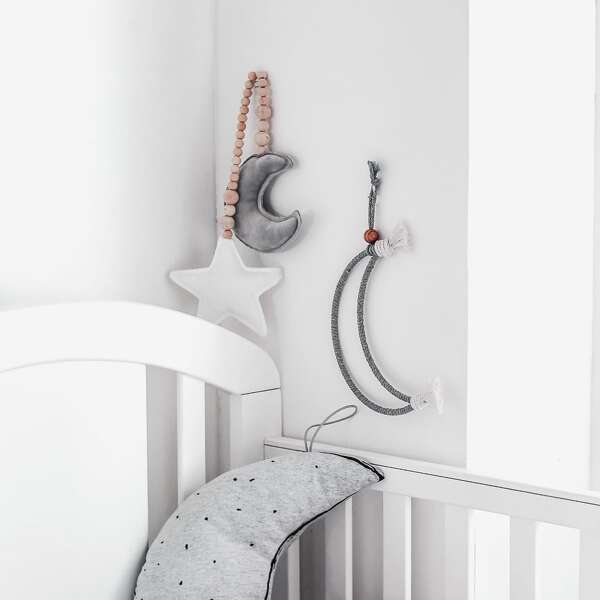 

1pc Woven Moon Wall Hanging, Grey
