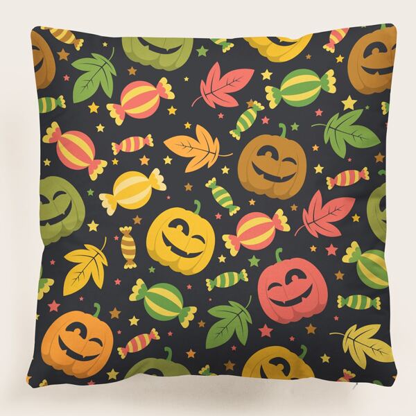 

Halloween Pattern Cushion Cover Without Filler, Multicolor