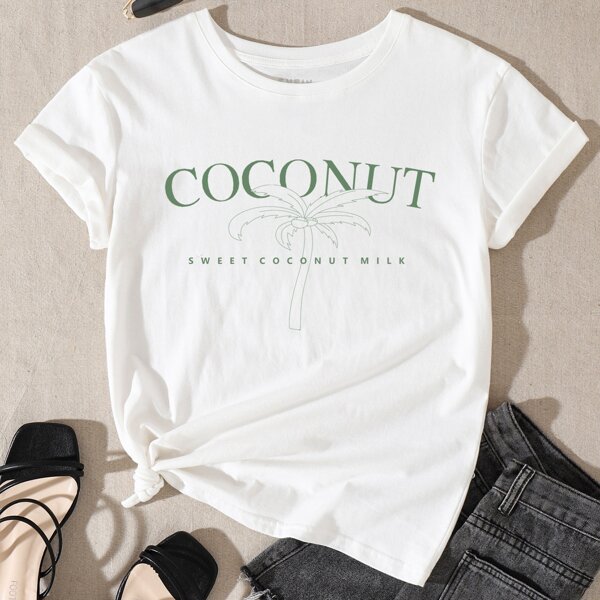 

Coconut Tree And Letter Graphic Tee, White