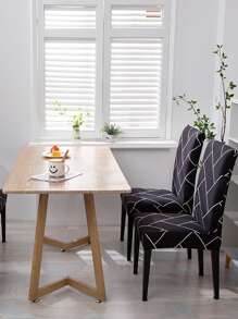 1pc Geometric Pattern Stretchy Chair Cover, Modern Geometric Print Dining Chair Slipcover For Household