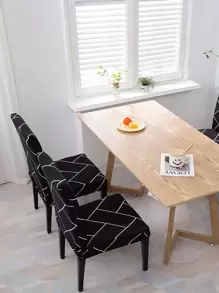 1pc Geometric Pattern Stretchy Chair Cover, Modern Geometric Print Dining Chair Slipcover For Household