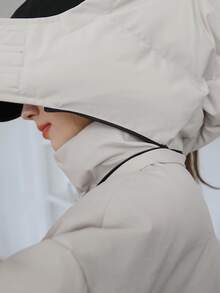 SHEIN COLDBREAK Abrigo acolchado con capucha y cremallera de un solo color - Blanco - Ver 5