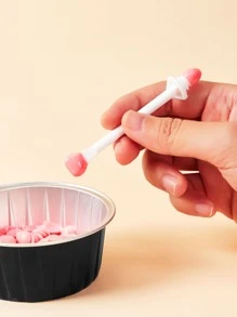 SHEIN CUỘC SỐNG CƠ BẢN 5 cái Gậy Waxing Mũi Hai Đầu Dùng Một Lần - trắng - Xem 1