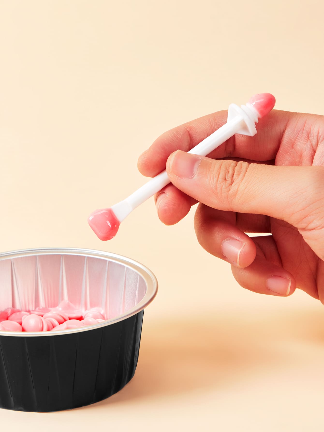 SHEIN CUỘC SỐNG CƠ BẢN 5 cái Gậy Waxing Mũi Hai Đầu Dùng Một Lần - trắng - Xem 1