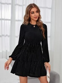 SHEIN Unity Solid Knot Front Ruffle Hem Dress
