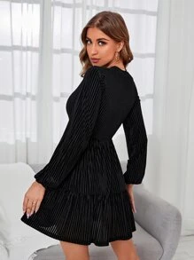 SHEIN Unity Solid Knot Front Ruffle Hem Dress