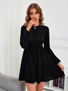 SHEIN Unity Solid Knot Front Ruffle Hem Dress