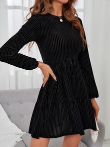 SHEIN Unity Solid Knot Front Ruffle Hem Dress