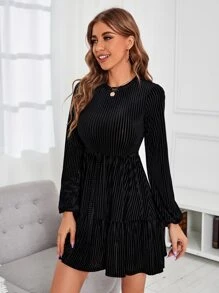 SHEIN Unity Solid Knot Front Ruffle Hem Dress