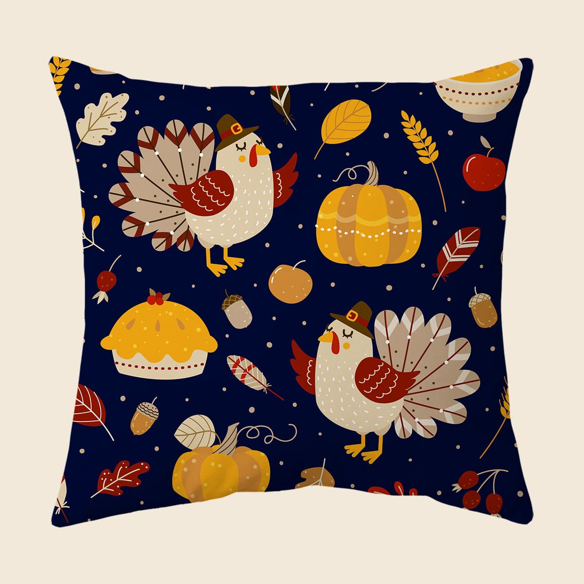 

Turkey Print Cushion Cover Without Filler, Multicolor