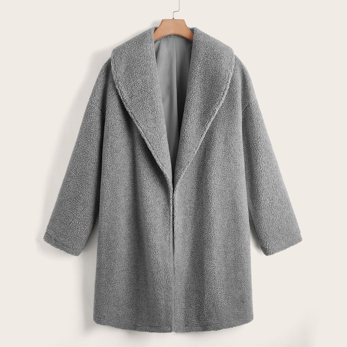 размера плюс Плюшевое пальто с каскадным воротником