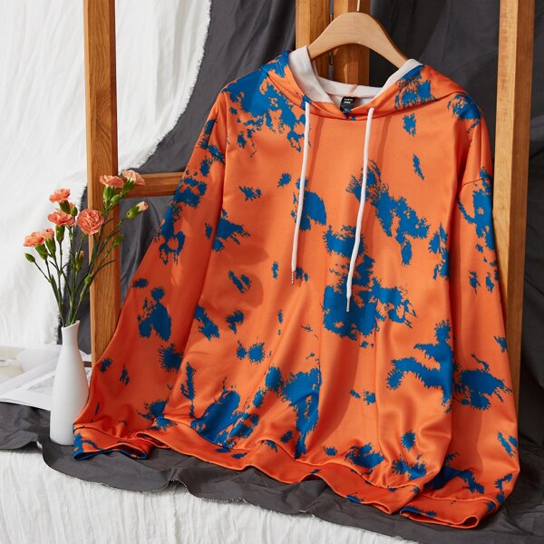

Plus Tie Dye Drawstring Hoodie, Multicolor