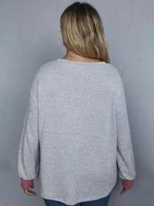 SHEIN LUNE Áo thun Plus size Khối Màu Giải trí - Nhiều màu - Xem 2