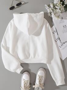 INAWLY Sudadera corta con capucha de cremallera y cordón, de manga larga