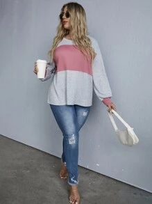 SHEIN LUNE Áo thun Plus size Khối Màu Giải trí - Nhiều màu - Xem 5