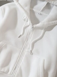 INAWLY Sudadera corta con capucha de cremallera y cordón, de manga larga