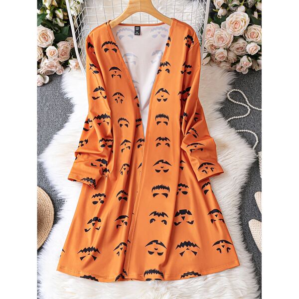

Plus Halloween Print Coat, Orange