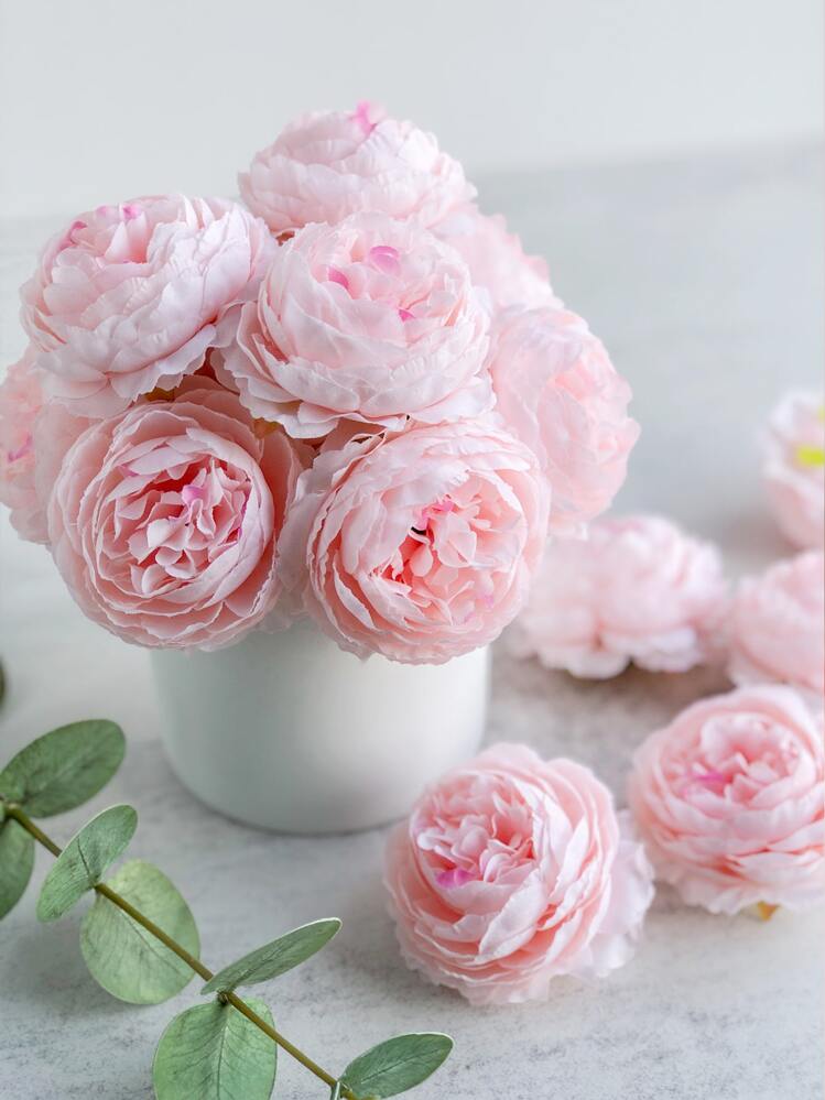 12/24pcs Artificial Peony Flowers Simulated Peony Flower Heads With Stems For Wedding Party Decoration, Cake Decoration And Home Living Room Table Centerpieces,Fake Plants,Fall Decor,Room,Desk,Garden Decor,Room Decoration Stuff - Pink - View 1