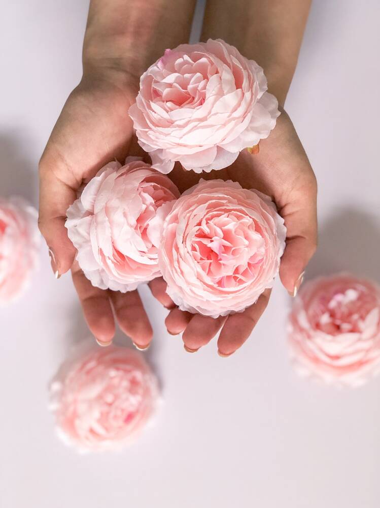 12/24pcs Artificial Peony Flowers Simulated Peony Flower Heads With Stems For Wedding Party Decoration, Cake Decoration And Home Living Room Table Centerpieces,Fake Plants,Fall Decor,Room,Desk,Garden Decor,Room Decoration Stuff - Pink - View 2