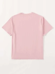 Flirla Áo thun Plus size Slogan Giải trí - Màu Hồng baby - Xem 2