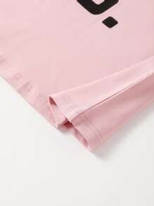 Flirla Áo thun Plus size Slogan Giải trí - Màu Hồng baby - Xem 3