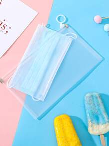 1pc Clear Face Cover Storage Bag, Plastic Portable Face Cover Bag, Dustproof & Waterproof Face Cover Organizer For Outdoor Home Office - Clear - View 2