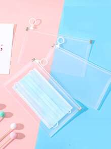 1pc Clear Face Cover Storage Bag, Plastic Portable Face Cover Bag, Dustproof & Waterproof Face Cover Organizer For Outdoor Home Office - Clear - View 3