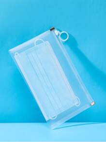 1pc Clear Face Cover Storage Bag, Plastic Portable Face Cover Bag, Dustproof & Waterproof Face Cover Organizer For Outdoor Home Office - Clear - View 4