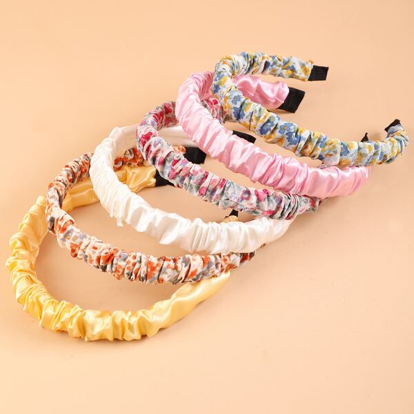 

6pcs Toddler Girls Floral Print Hair Hoop, Multicolor