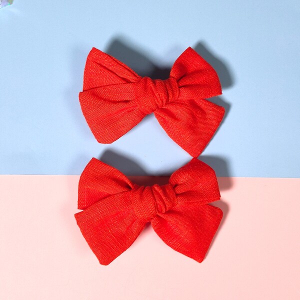 

2pcs Girls Bow Knot Hair Clip, Red