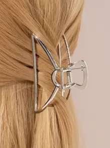 Agrafe de păr minimaliste cu gheare de stradă, piesă de păr aurie, agrafe cu gheare, agrafe de păr, agrafe de păr cu maxilar, cleme de păr, agrafe de păr cu gheare de păr, chestii de școală, accesorii de păr pentru facultate toamna și iarna pentru femei, pentru ținute de vacanță, femeie - Argint - Vizualizare 2