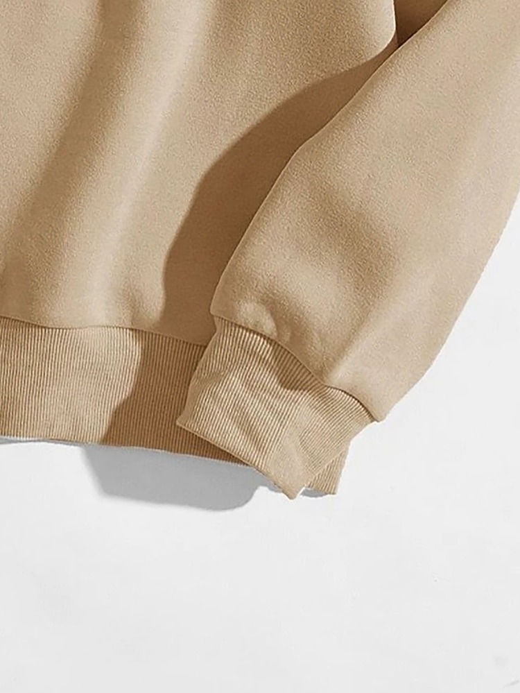 SHEIN Unity Letter & Eagle Print Sweatshirt - Khaki - View 4